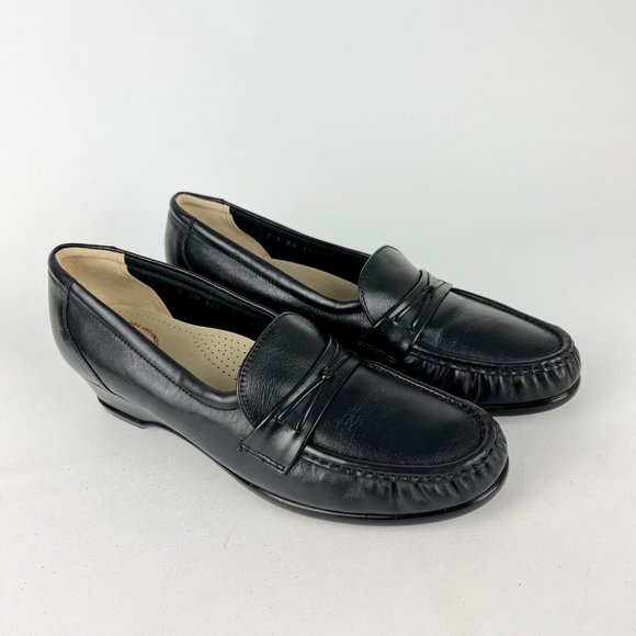 SAS Easier Comfort Shoes Tripad Slip On Loafer Black Leather size 9S Slim - Picture 1 of 16